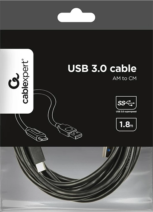 USB kabel GEMBIRD CCP-USB3-AMCM-6, 1,8 m, USB A na USB C, črn
