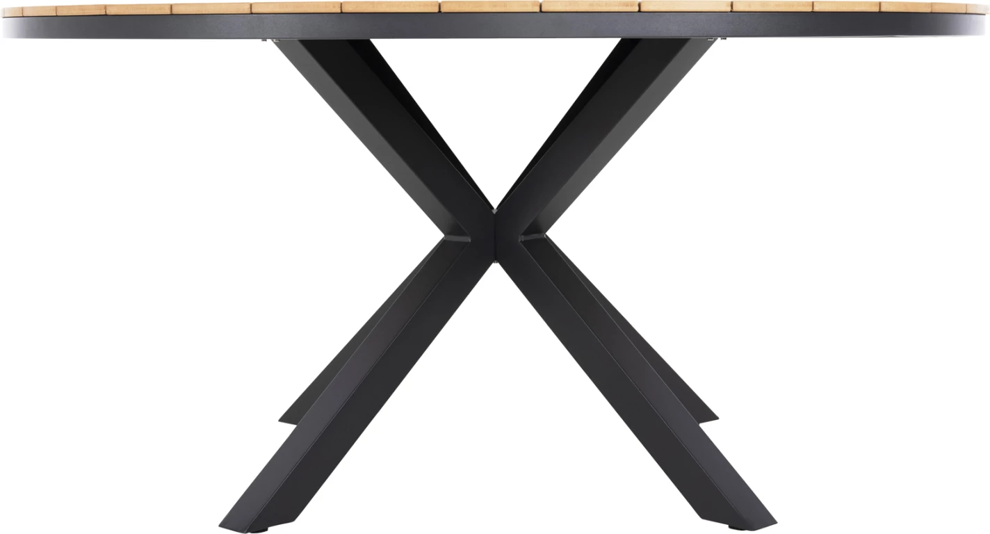 Zunanji okrogli miza MORIL FH6042.01 aluminij v antracitni barvi-poliles v naravni les Φ150cm