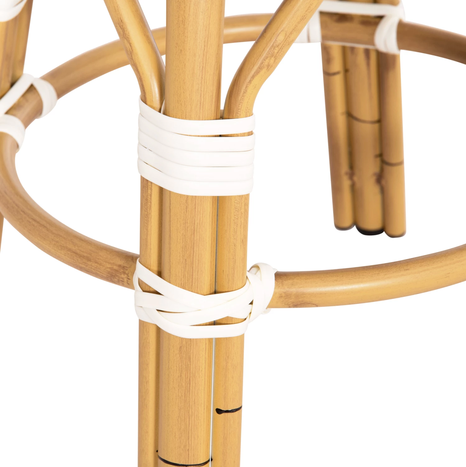 Aluminijasti okrogli stol CHINO FH6285.05 videz bambusa-tekstilen bel in moder Φ36x46Hcm