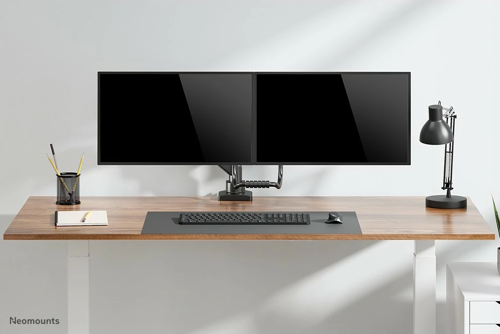 Nagibno stojalo za dva monitorja Neomounts DS75-450BL2, objemka/gnom, 8 kg, 17"-32", 100 x 100 mm, črno