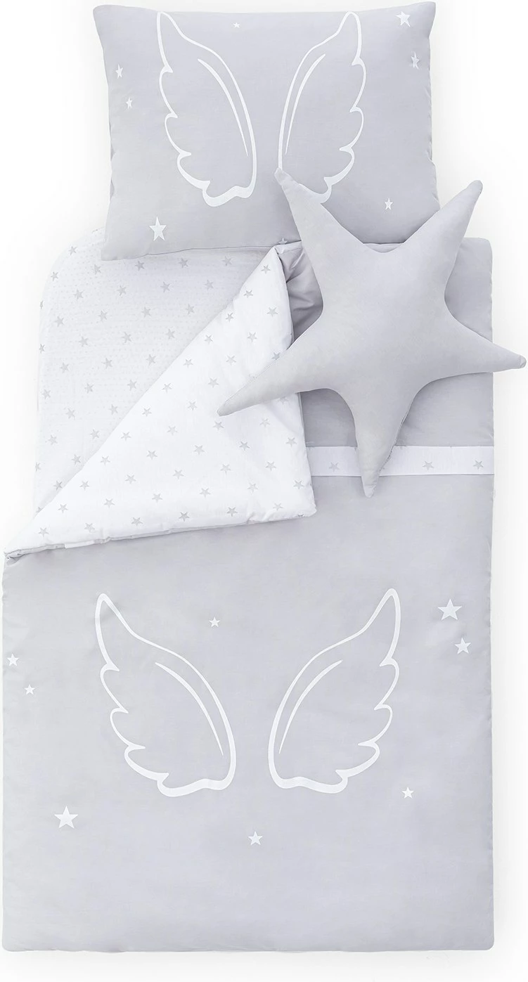Set za spanje dojenčka, angelska krila, siva, 5-delni