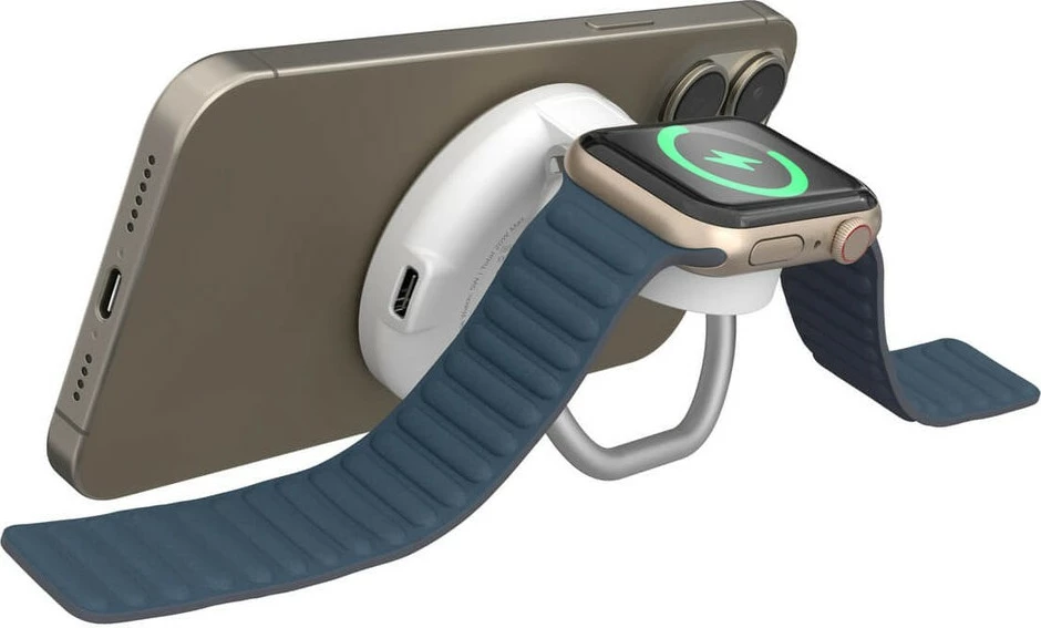 Brezžični magnetni polnilec 2-v-1 Targus HyperJuice Qi2, 15W, USB Type-C, bel