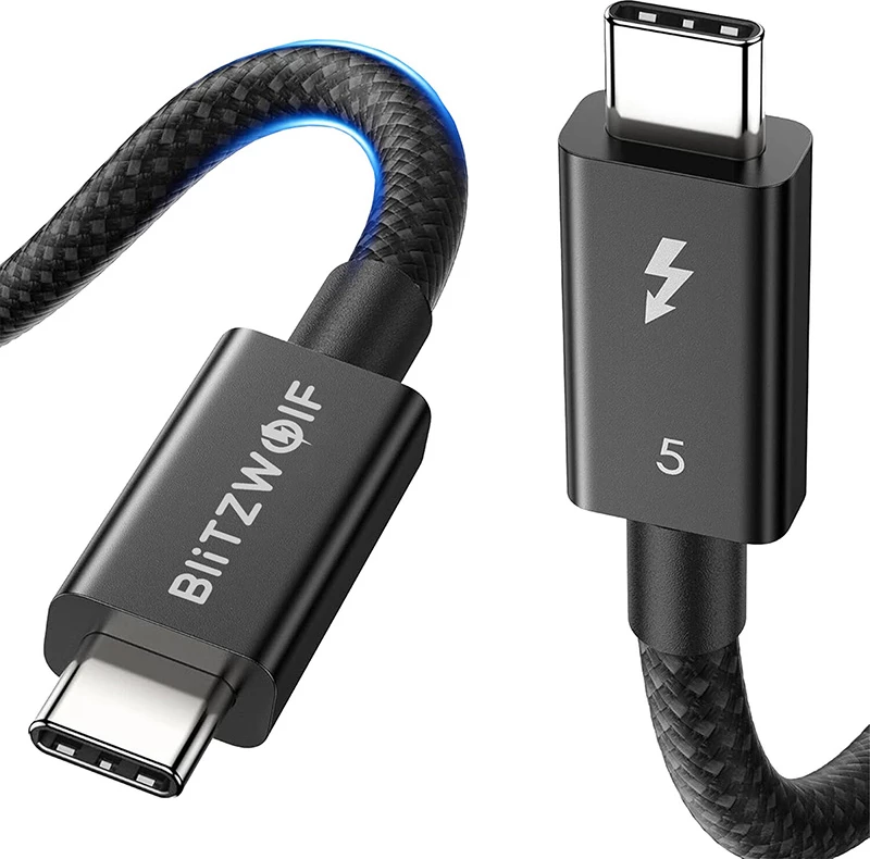 Kabel USB-C na USB-C BlitzWolf BW-HDC8, 0,5 m, 240W, Thunderbolt 5, črn