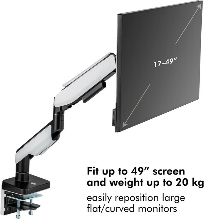 Nosilec za monitor za mizo, LogiLink BP0162, za 17–49 inč, bel/črn