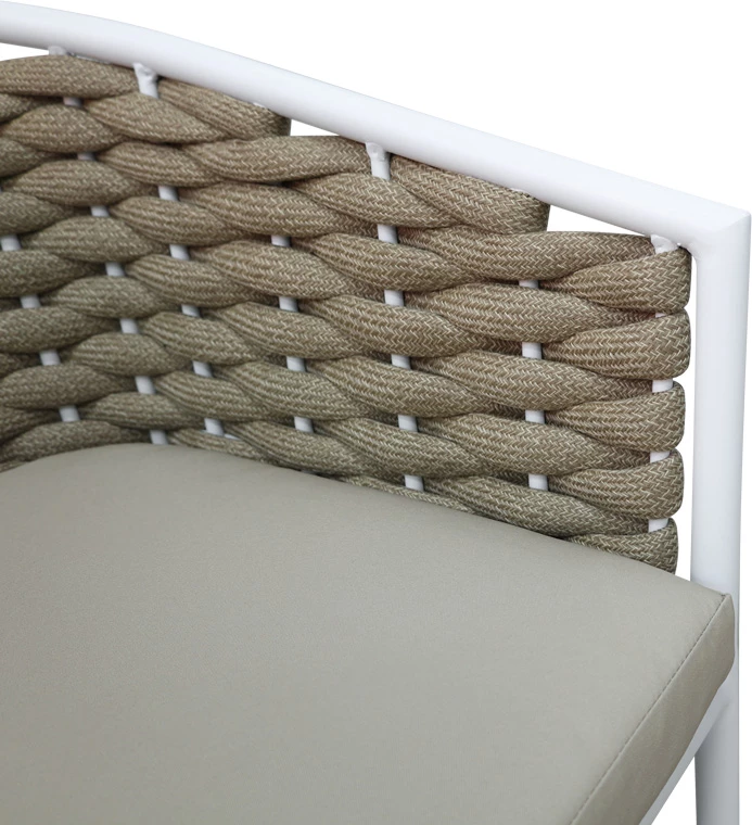 Aluminijast zložljiv stol z belo ogrodje in naravno vrvjo Noevo, 57x62x77 cm