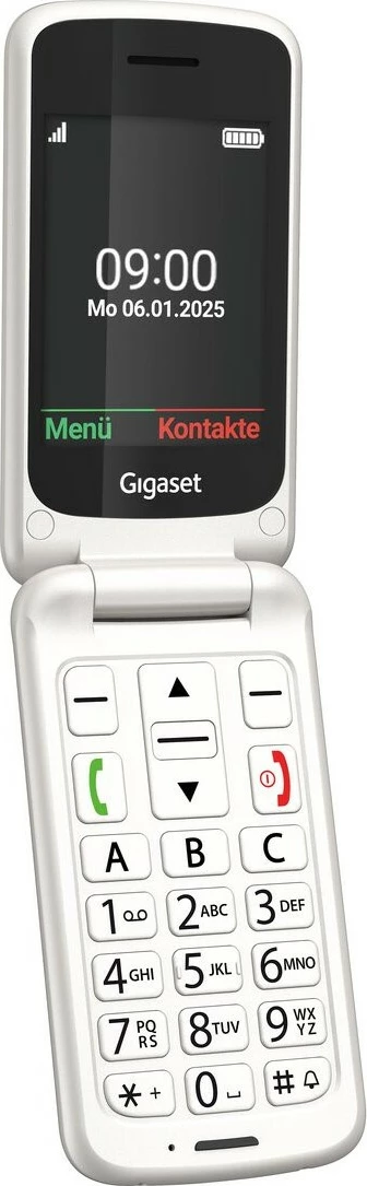 Preprost mobilni telefon Gigaset GL595 Dual SIM, 32 MB RAM, 2,8", biserno bel
