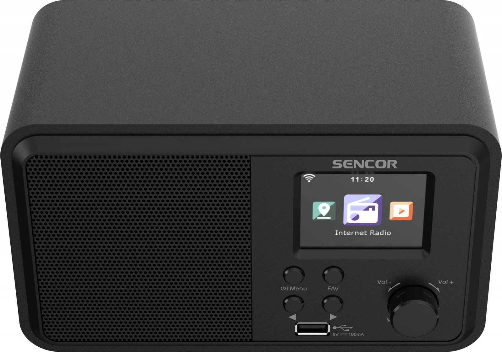 Internetni radio Sencor SIR 5100WDB, 4 W, WiFi, FM, DAB+, USB, velik barvni LCD, črn