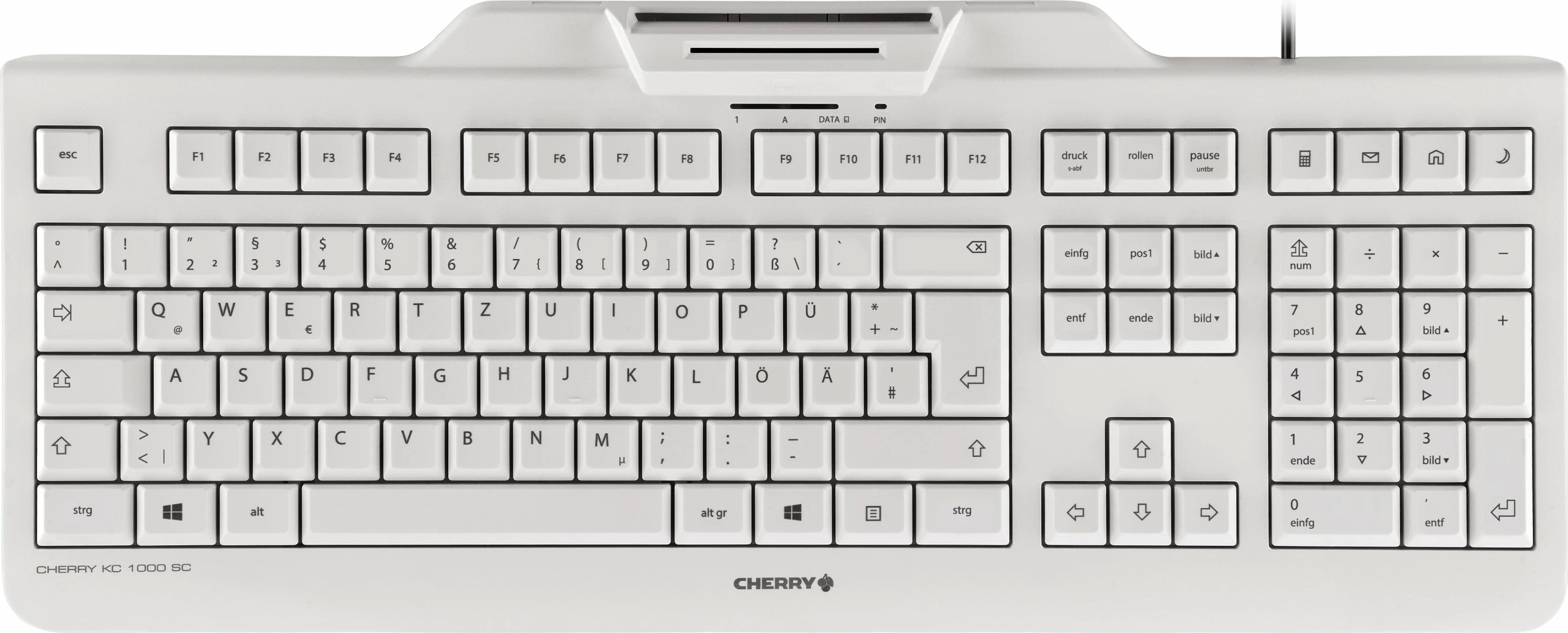 Polna tipkovnica Cherry KC 1000 SC, žična, USB, QWERTZ, siva