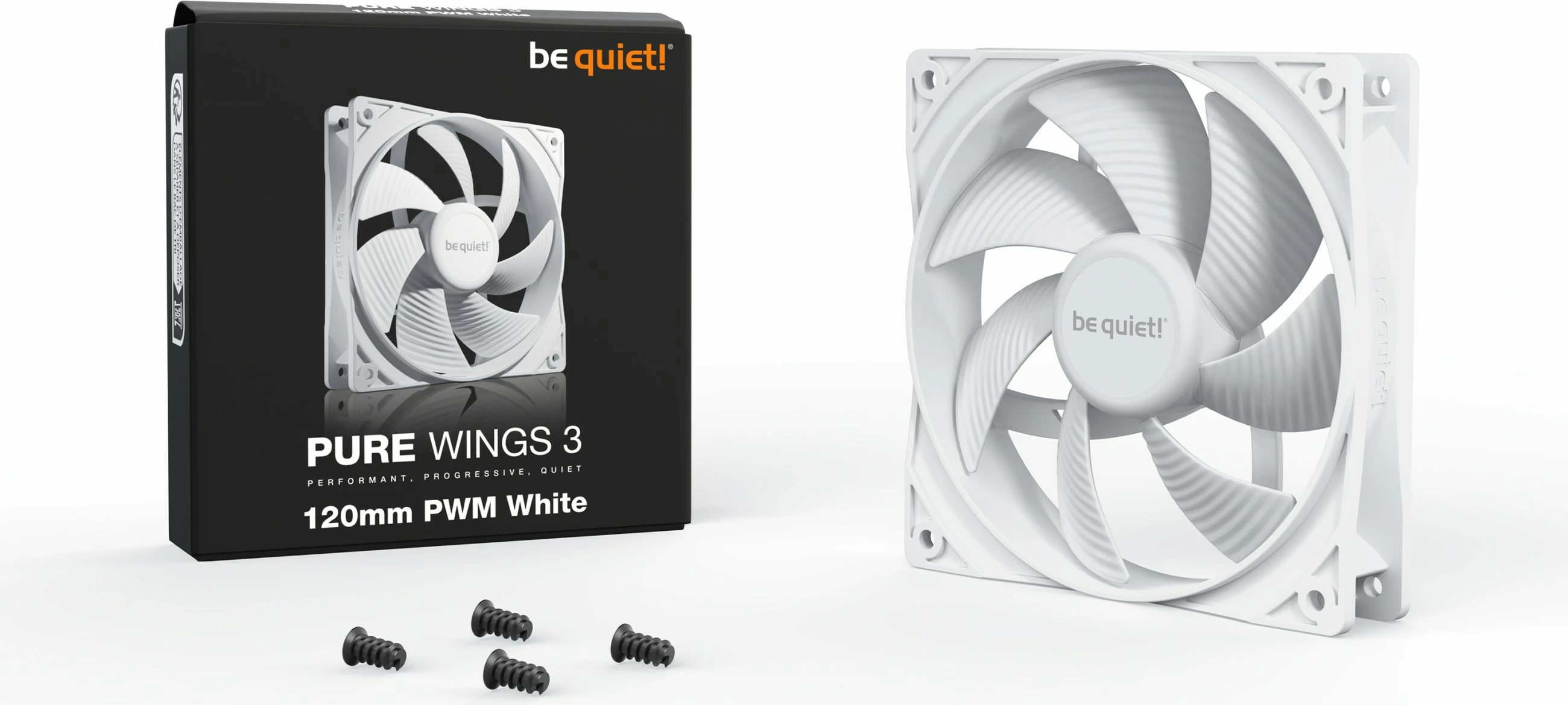 Ventilator Pure Wings 3 120 mm PWM, bel — Be Quiet!, 1600 RPM, 25,5 dB