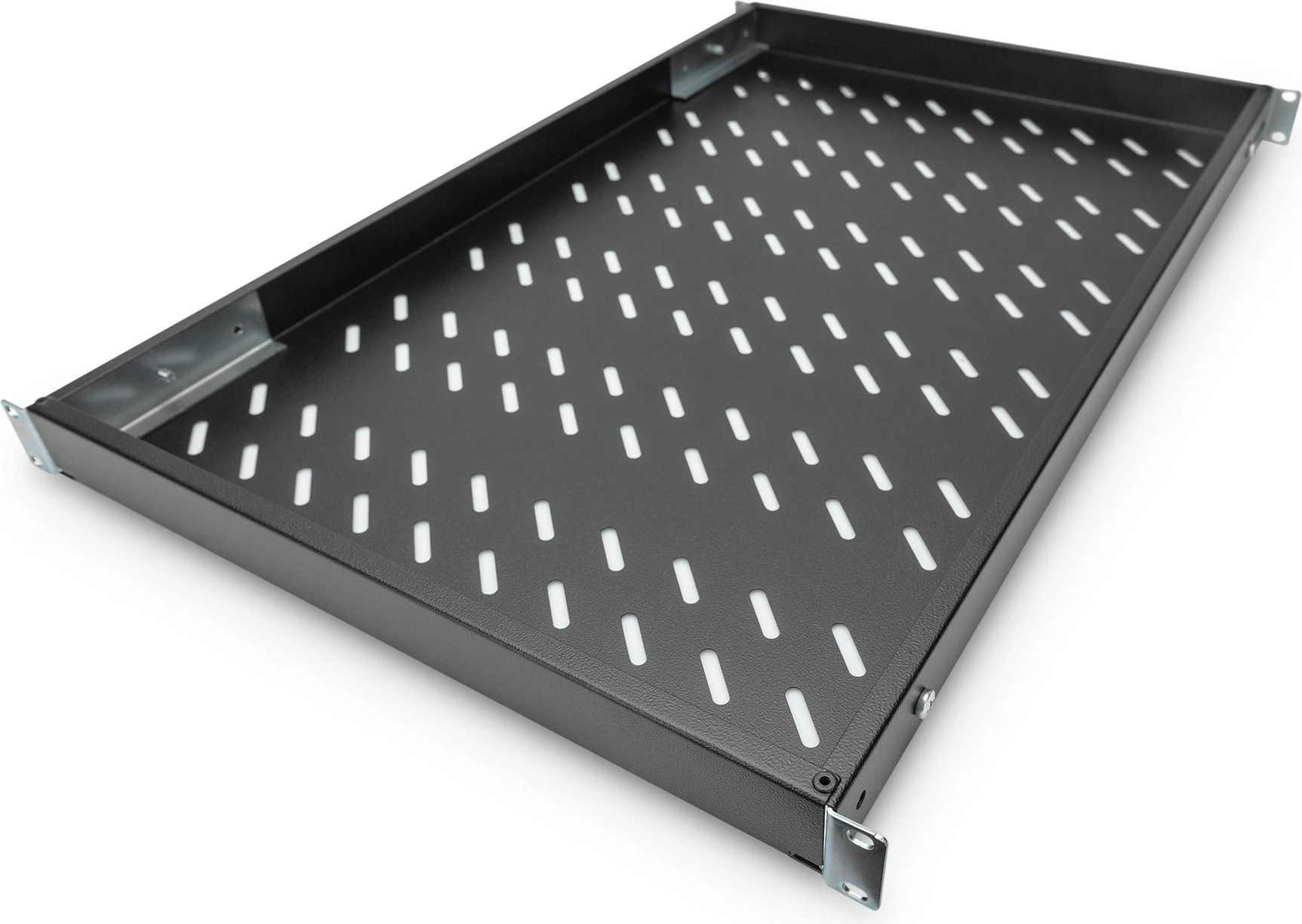 Police za omaro 1U, nastavljiva globina 44x482x700-1180 mm, nosilnost do 50 kg, črna - Digitus