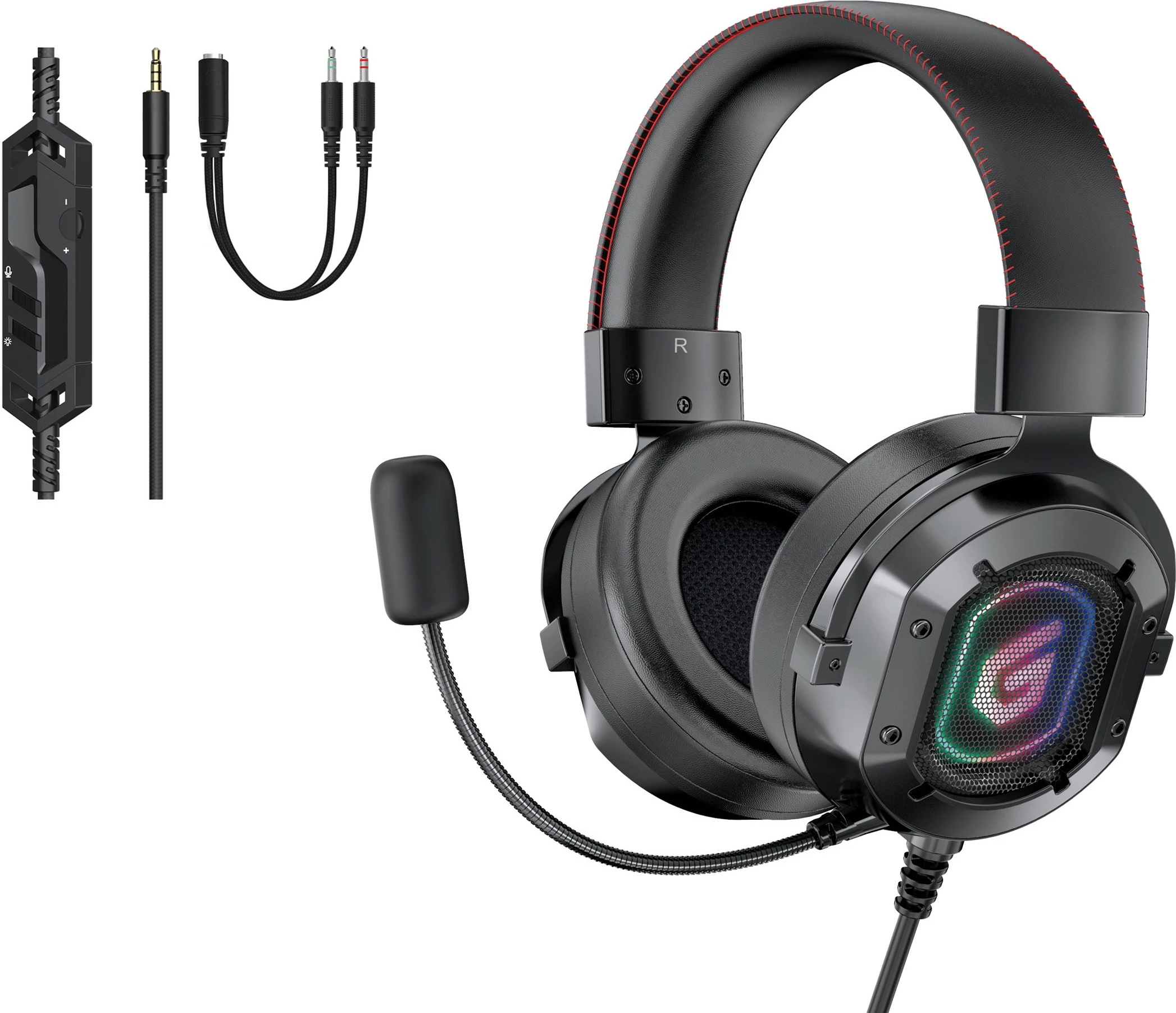 Gaming slušalke Conceptronic Kli Audio, mikrofon, RGB osvetlitev, kabel 2,2 m, črne