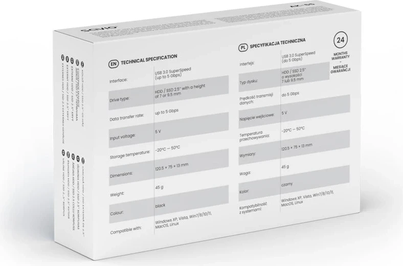 Zunanja škatlica za HDD/SSD Savio 2,5", USB 3.0, AK-65, črna