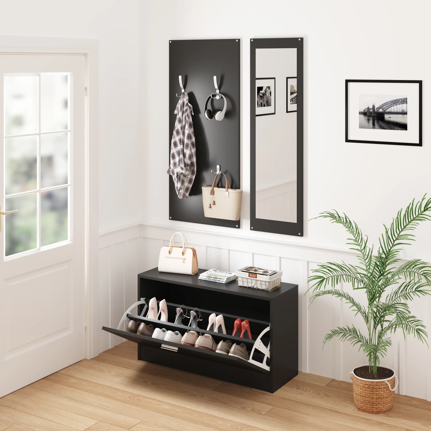 Komplet za predsobo z ogledalom VERN FH2476.02 melamin v wenge 80x27x175Hcm