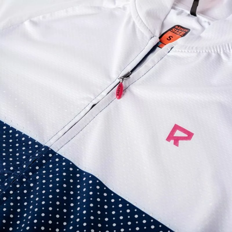 Kolesarska majica za ženske Radvik, bela in temno modra