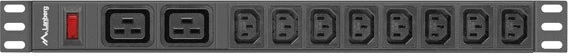 Napajalni razdelilec (PDU) za rack 1U Lanberg (16A, 2xC19, 8xC13)