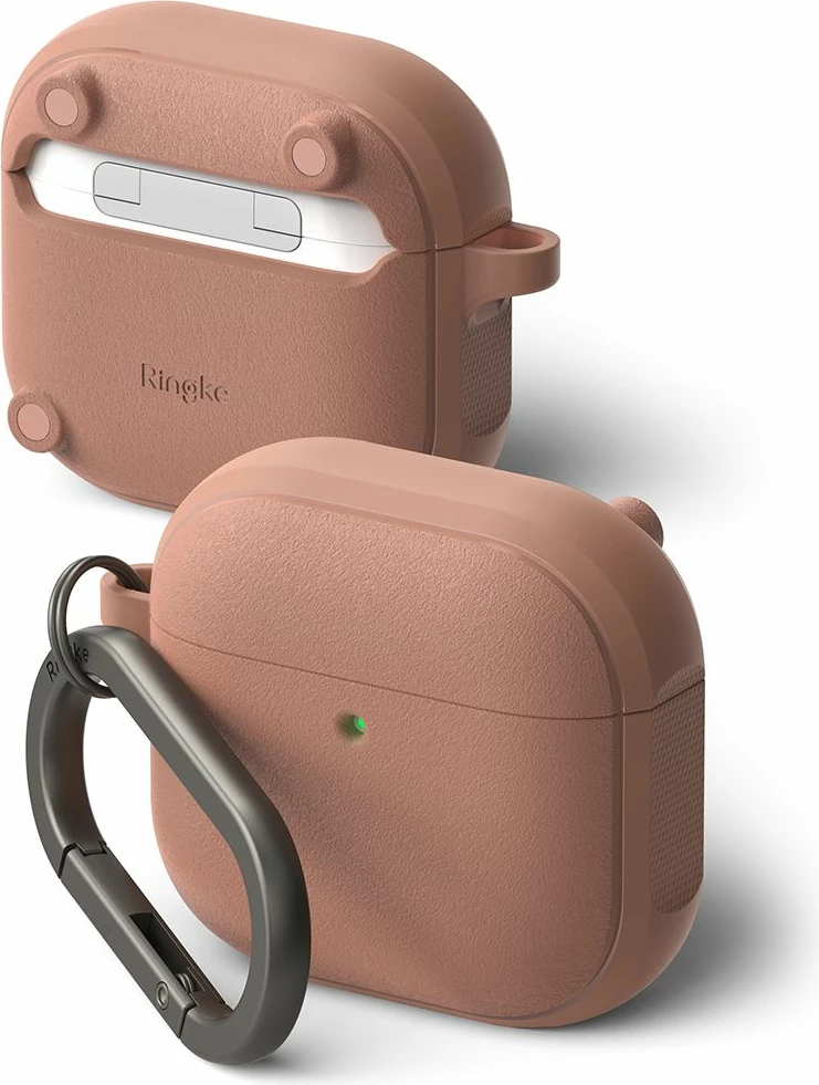 Ovitek z MagSafe za Apple AirPods 4, Ringke Onyx, svetlo rdeč, s karabinom