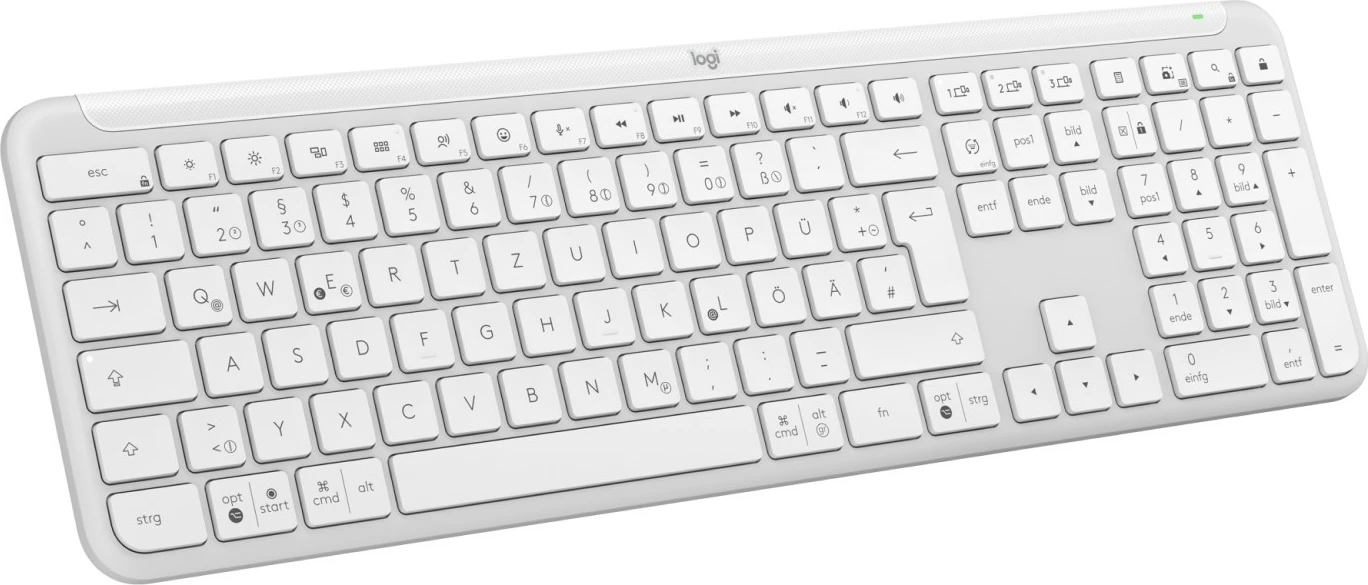 Tipkovnica polne velikosti, brezžična (RF + Bluetooth), QWERTZ, bela Logitech 920-012452