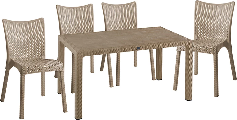 Set 5-delni miza in stoli iz PP, cappuccino 150x90x73,5 cm Explore-Confident