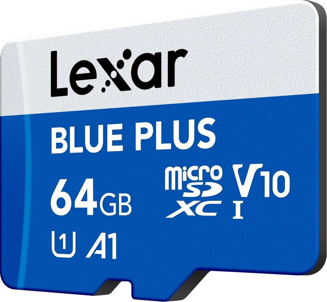 microSD kartica 64GB SDXC UHS-I, C10 A1 U1 V10 100 MB/s, modra — Lexar LMSBLPL064G-BNANG z SD adapterjem