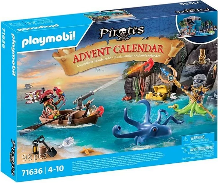 Adventni koledar s piratskimi figuricami, Playmobil Pirates 71636, 98 kosov, 4–10 let