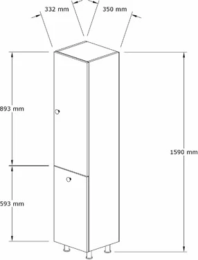 Kopalniška stolpna omara Gingo, melamin, bela, 33x35x159 cm