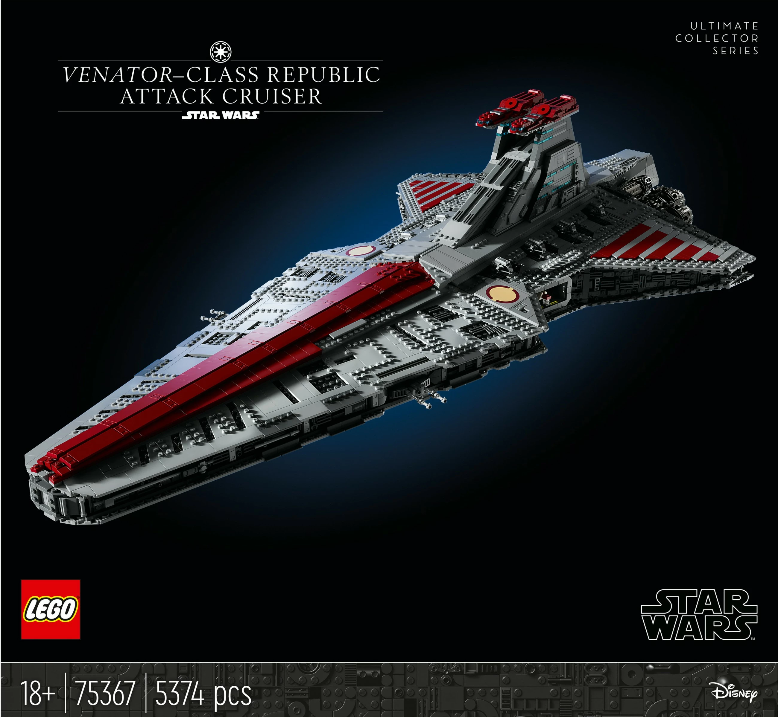 Velik, podroben model Venator-Class Republic Attack Cruiser LEGO Star Wars, 5.374 delov, večbarven