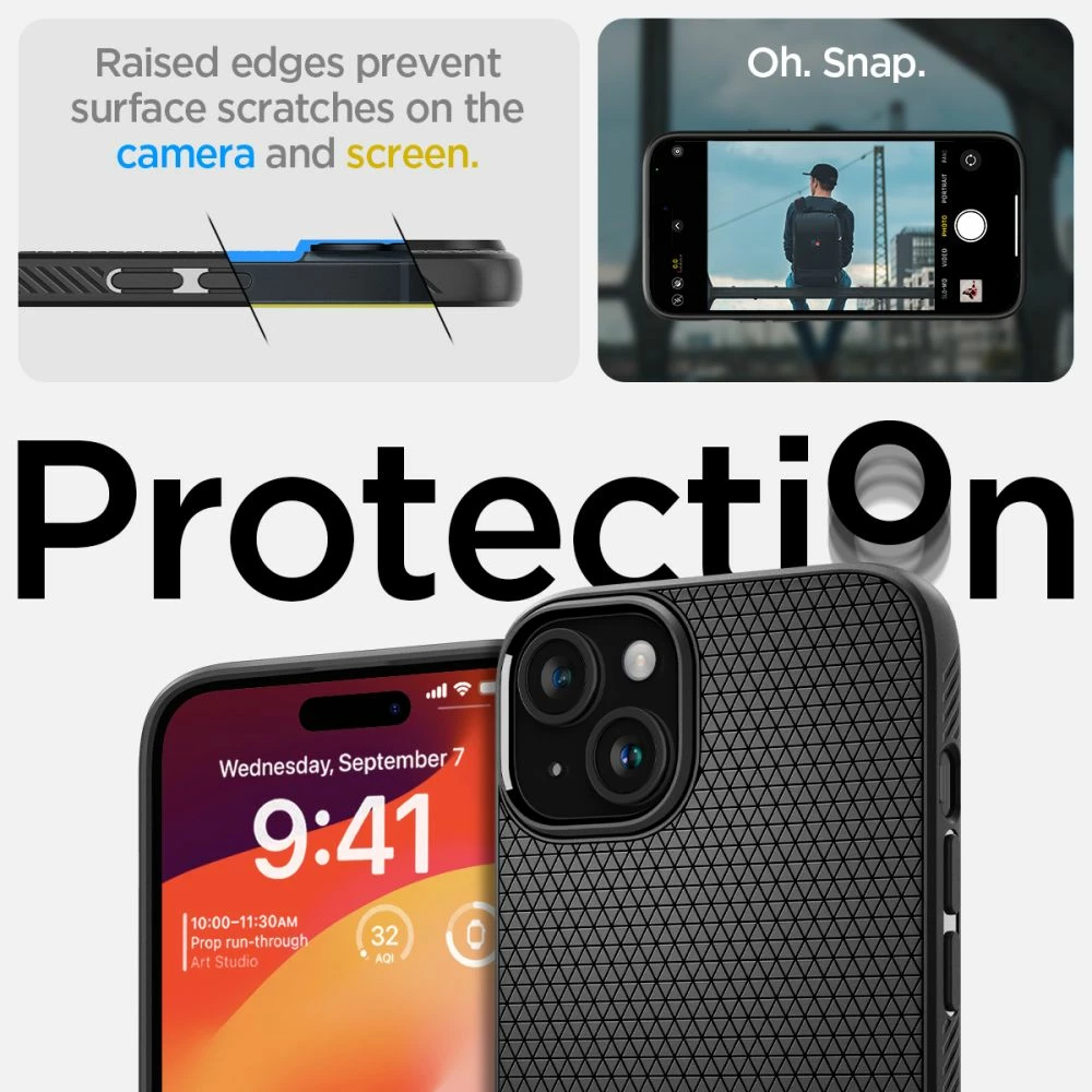 Zaščitni ovitek Liquid Air za iPhone 15 Plus, Spigen, mat črn