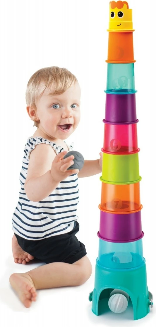 Graditeljska igrača Stolp žirafe XL B-kids, 14 delov, večbarvno