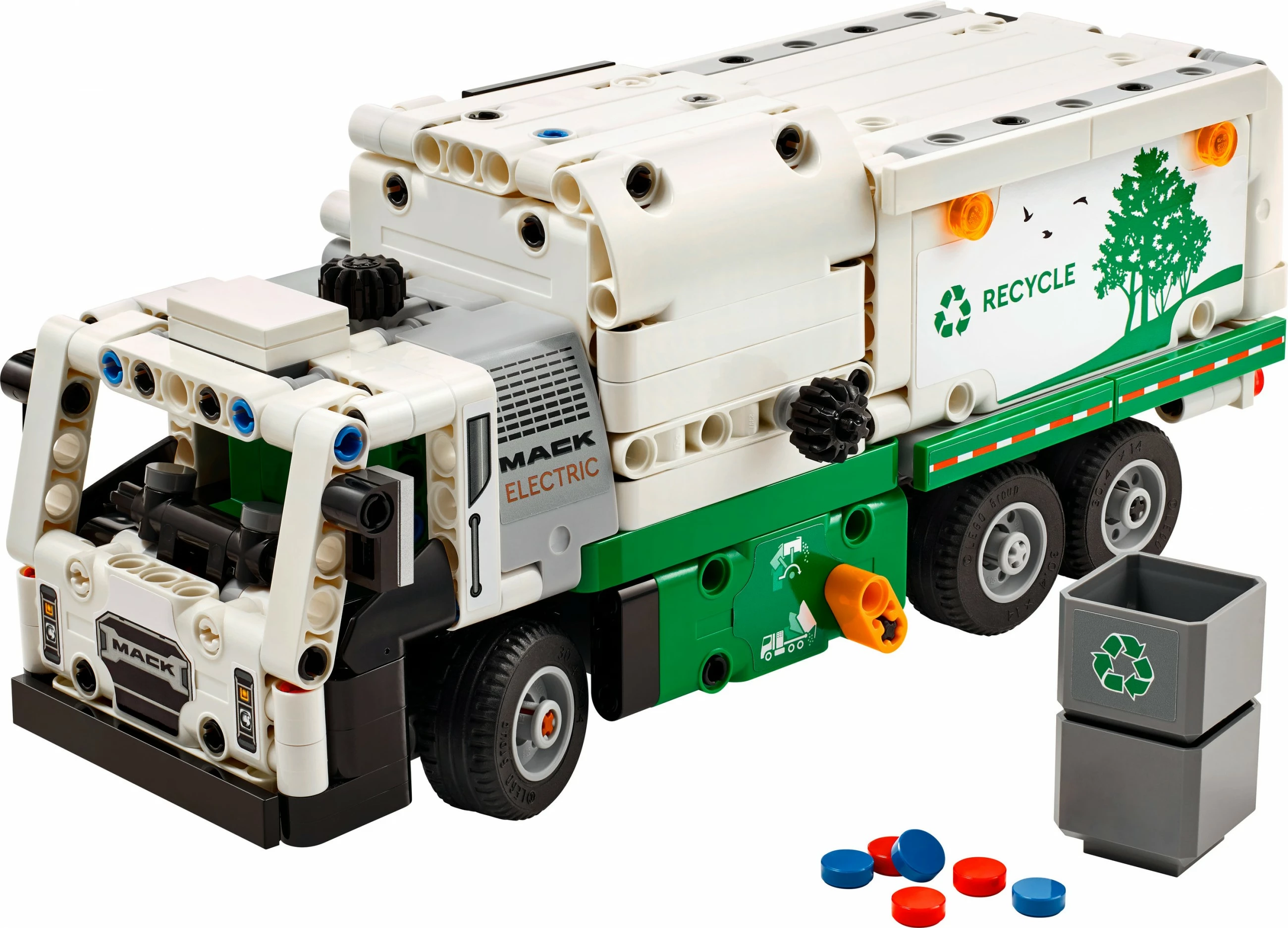 Gradbeni set LEGO Technic električni tovornjak za odvoz smeti Mack LR, 503 kosi, večbarven