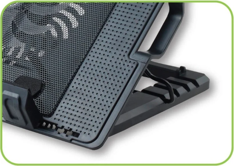 Podstavek in hladilnik za prenosnik, Techly, do 17,3", črn