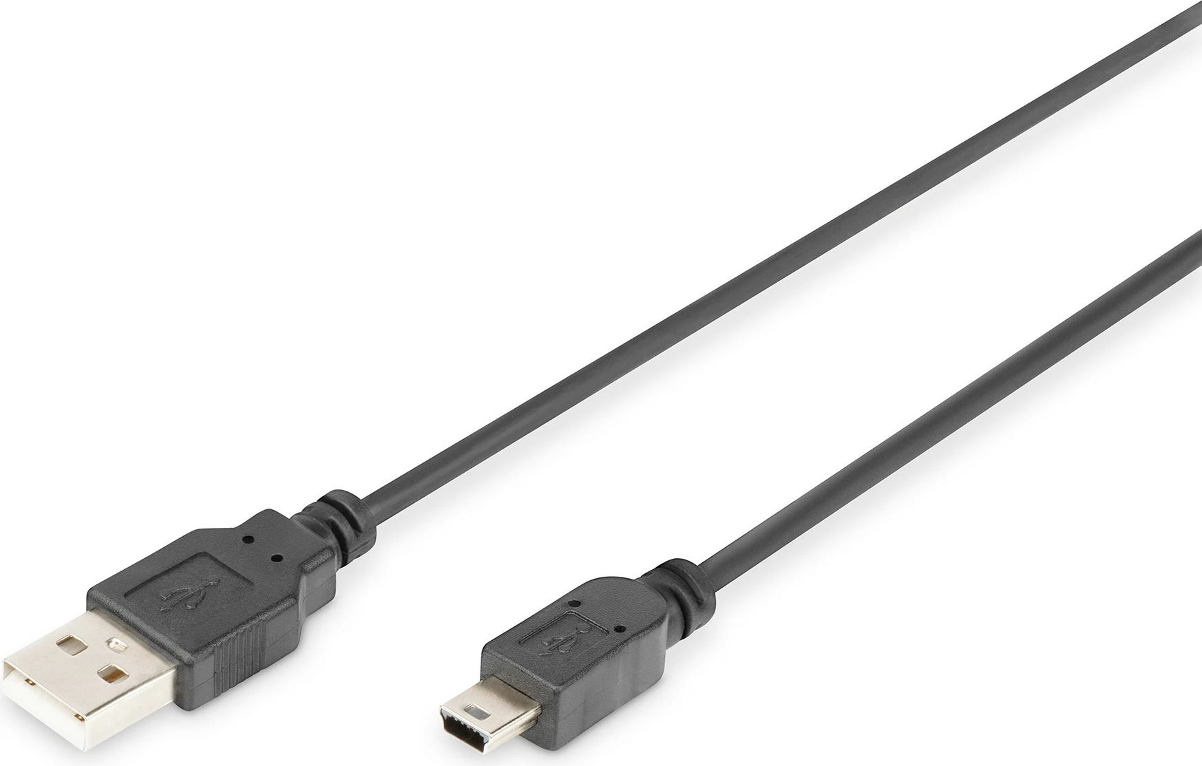 Kabel USB 2.0, Digitus, 1 m, USB A na mini-USB B, črn