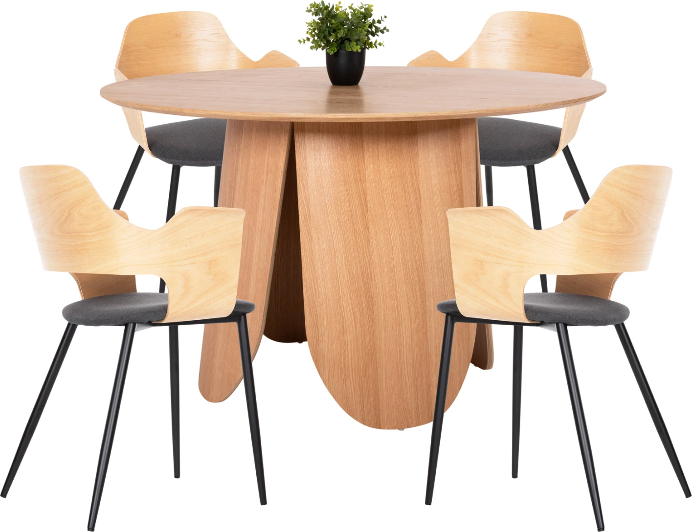 Jedilni set 5 kosov FH11972 miza DENTY in 4 stoli VELP (hrast-siva)