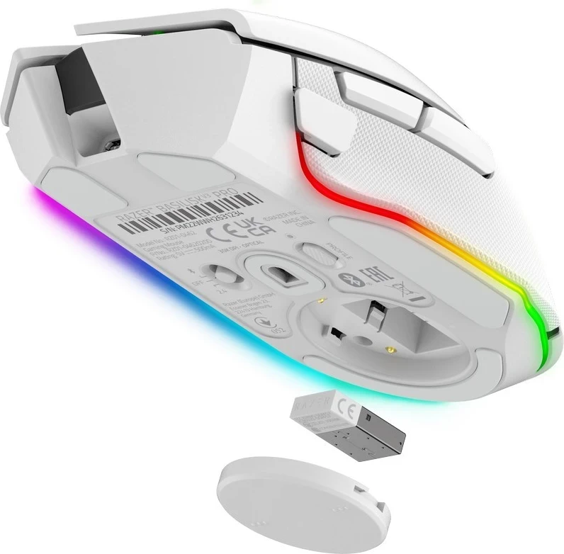Ergonomski igralni miš Razer Basilisk V3 Pro, RGB, brezžična, bela