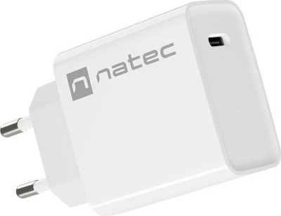 Stenski polnilnik, Natec Ribera, 1x USB-C, 20W, bel
