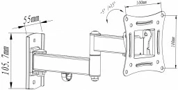 Stenski nosilec za TV/monitor ART RAMT AR-82, 10–27 palcev, 15 kg, kovinski, črn