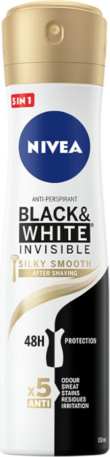 Deodorant sprej za ženske Black&White Invisible Silky Smooth Nivea, 150 ml