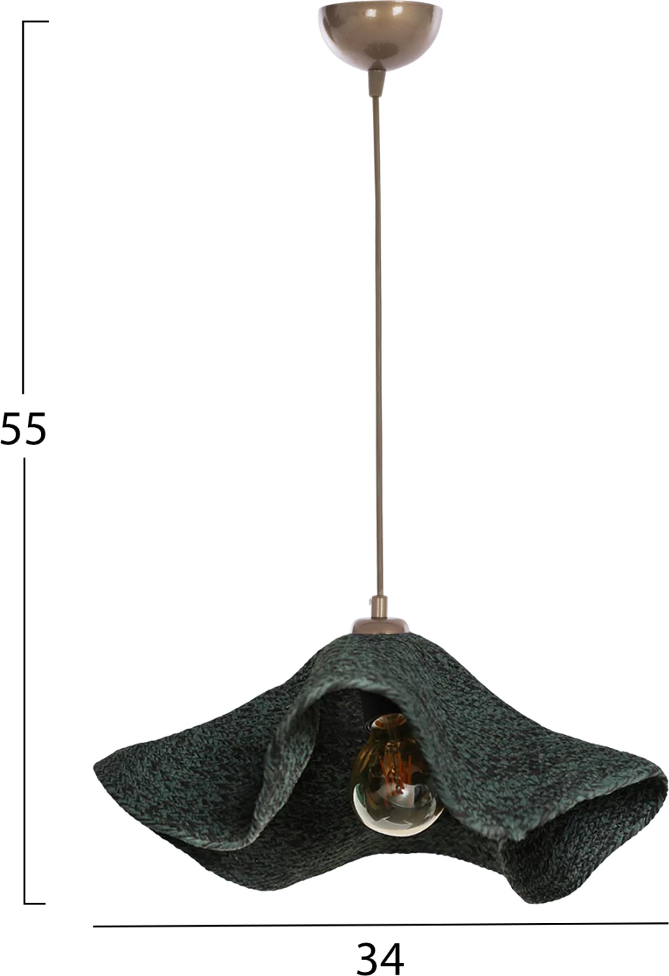 Stropna viseča svetilka temno zelena kapa-zlati obešalnik Φ43x55Hcm. FH7649.03