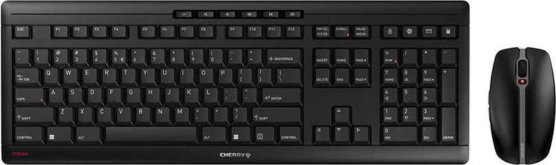 Brezžični set tipkovnice in miške Cherry Stream Desktop Recharge, QWERTY, črn