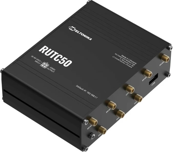 Industrijski usmerjevalnik Teltonika RUTC50, Wi‑Fi 6, dvopasovni, Ethernet LAN, 5G, črn