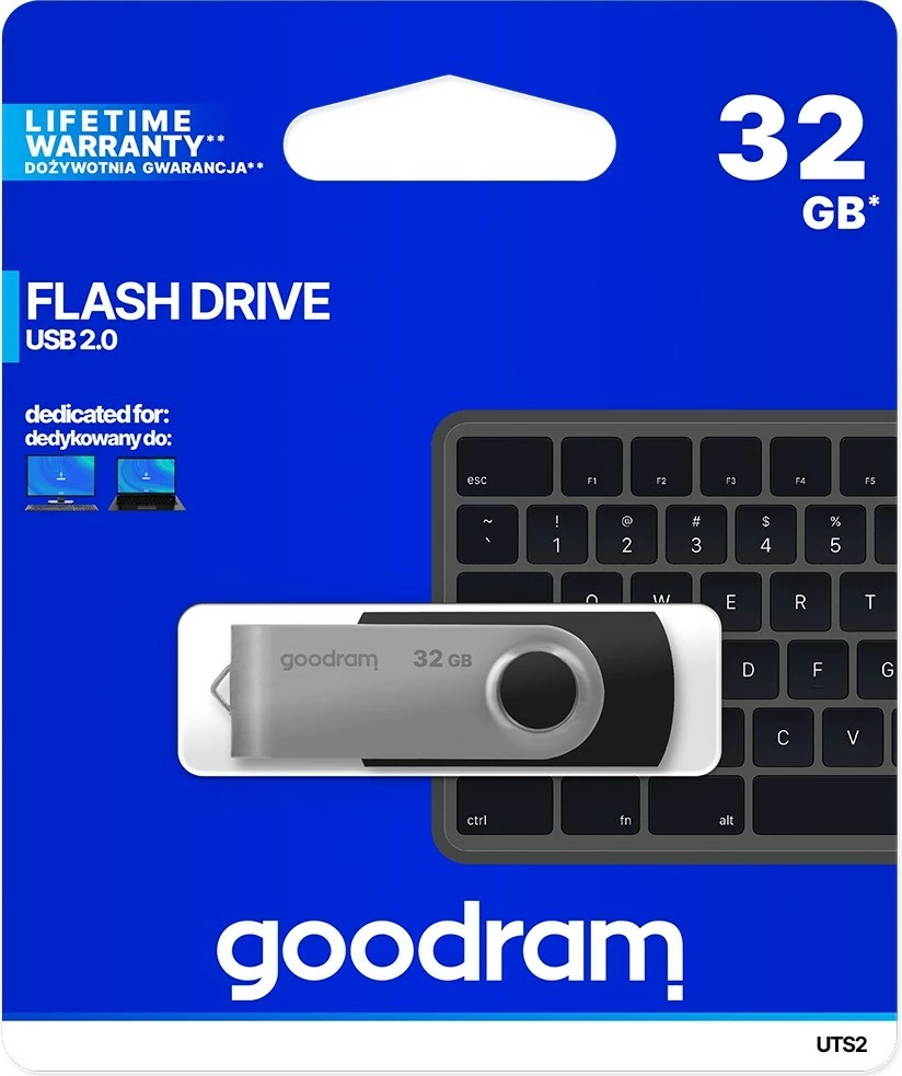 USB ključek Goodram UTS2, 32 GB, Type-A 2.0, črno/siv