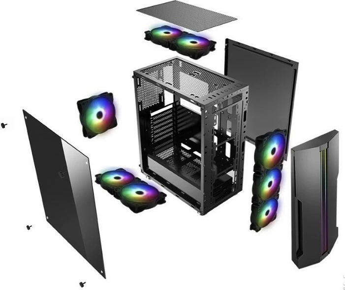 Midi tower z RGB osvetlitvijo Xilence XG121 BLADE X512.RGB, črn