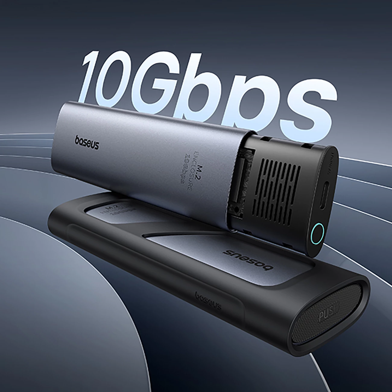 Zunanje ohišje za SSD M.2 NVMe Baseus FlyJoy, 10 Gb/s, sivo
