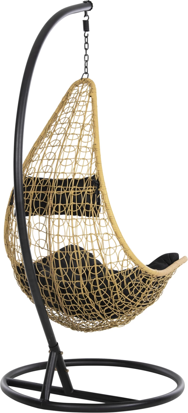 Viseče gnezdo MILLIE FH5996.04 kovinsko črno-sintetični ratan v bež Φ95x195Hcm