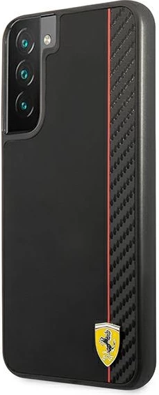 Ovitek Ferrari On Track Carbon Stripe za Samsung Galaxy S22+, črn