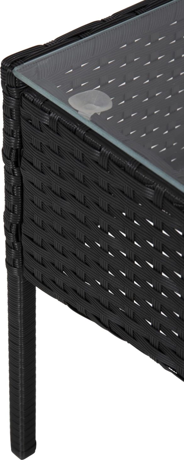 Zunanji lounge set 4 kosi STASIA FH6089.01 sintetični ratan v črni barvi - blazine v barvi kapučina