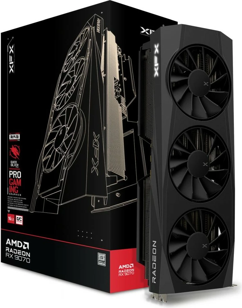 Grafična kartica XFX QuickSilver Radeon RX 9070 OC, 16 GB, črna
