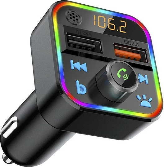 FM Bluetooth oddajnik BLOW 74-164#, 2x USB, QC3.0, RGB, črn