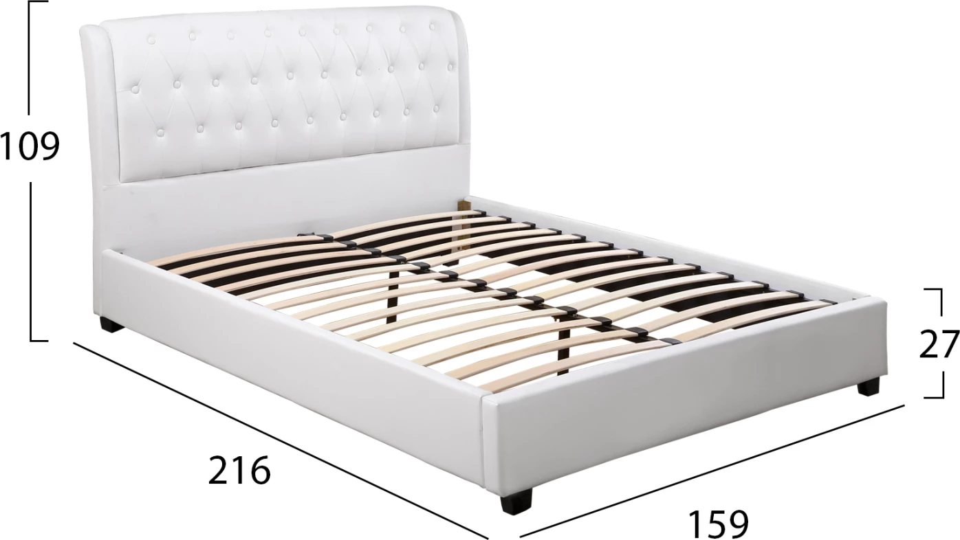 Postelja Odalys s PU v beli barvi FH549.01 150x200 cm