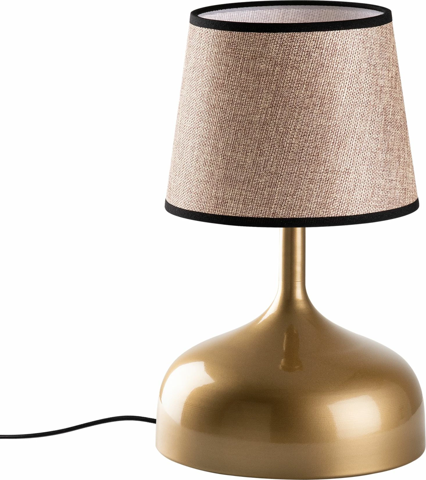 Namizna svetilka v obliki žarnice, zlate in bež barve, Opviq, 31x31x50 cm