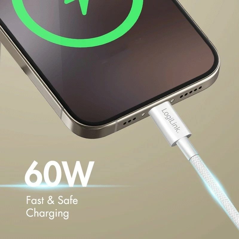 USB-A na USB-C kabel 1 m najlon, roza — LogiLink